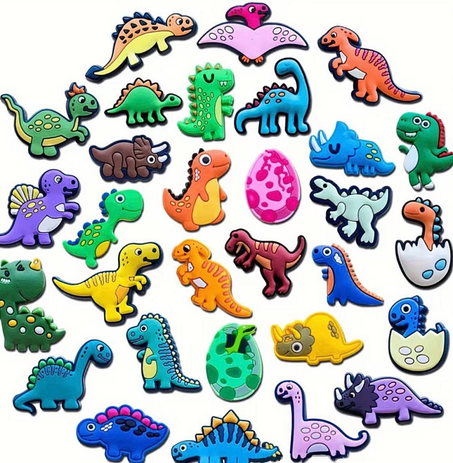 Набір 10 шт прикрас для взуття динозаври, джибітси для Crocs, аксесуари для сабо 3–4,5 см Київ - фото 1