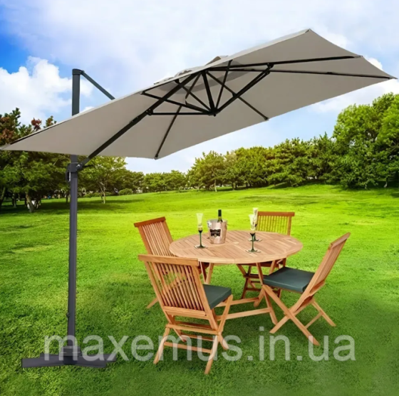 Садовая зонта B019 3 м с наклоном складная зонта для сада и террасы бежевая Мостиска