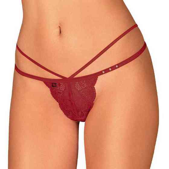Трусики мереживні стрінги Obsessive Ivetta, червоний, L/XL Sex Aura Київ