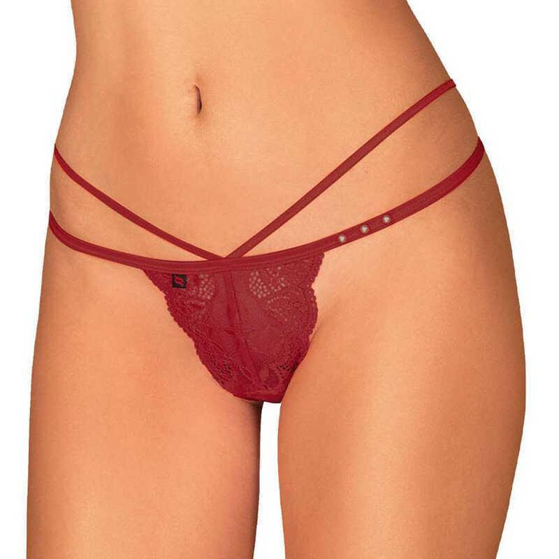 Трусики мереживні стрінги Obsessive Ivetta, червоний, L/XL Sex Aura Київ - фото 1
