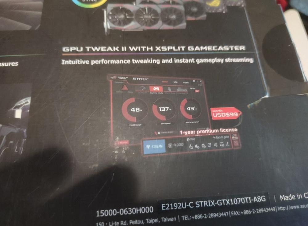 Видеокарта ASUS ROG Strix 1070 Ti Киев - изображение 1