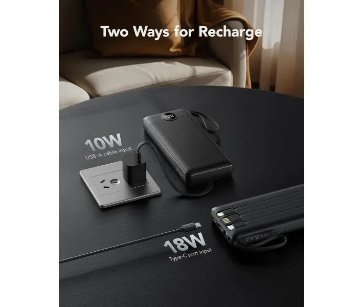 Павербанк VRURC T2047Q 20000 mAh зі вбудованими кабелями Луцк - изображение 3