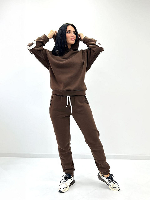Спортивний костюм на флісі "Chicago" оптом | Норма Шоколадний, 42-44 Київ - фото 2