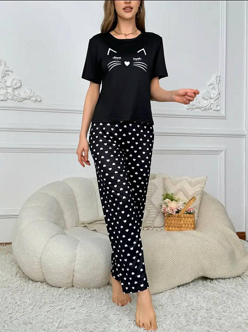 Жіночий домашній комплект-трійка: футболка шорти та штани з принтом 44/46 Одеса - фото 2