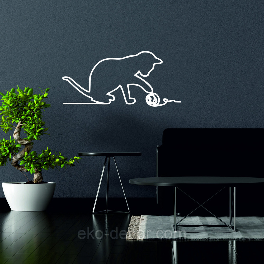 Декоративное настенное 3D Панно «Кот» Декор на стену с объемом 110*54 см, Белый Киев - изображение 2