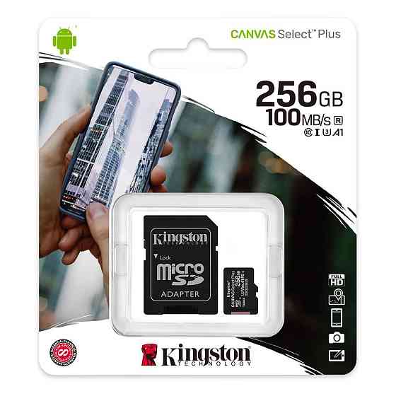 Картка пам'яті Kingston Canvas Select Plus microSDXC+SD-адаптер SDCS2/256GB (256GB, Class10, UHS-I, 100/85мБ/с) Николаев