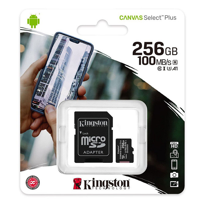 Картка пам'яті Kingston Canvas Select Plus microSDXC+SD-адаптер SDCS2/256GB (256GB, Class10, UHS-I, 100/85мБ/с) Николаев - изображение 5