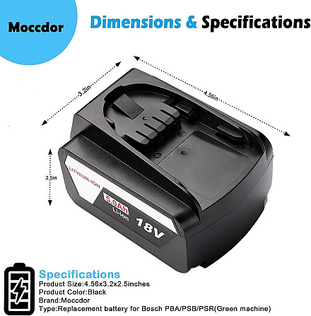 Акумулятор Remate для електроінструмента Bosch 18V 5.0Ah PBA PSB PSR батарея до шурупокрута, дрилі L Київ - фото 5
