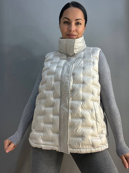 Жилет женский A-N 8040 стеганый средней длины воротник стойка аэропух светло серый, светло-серый, 42 Киев - изображение 1