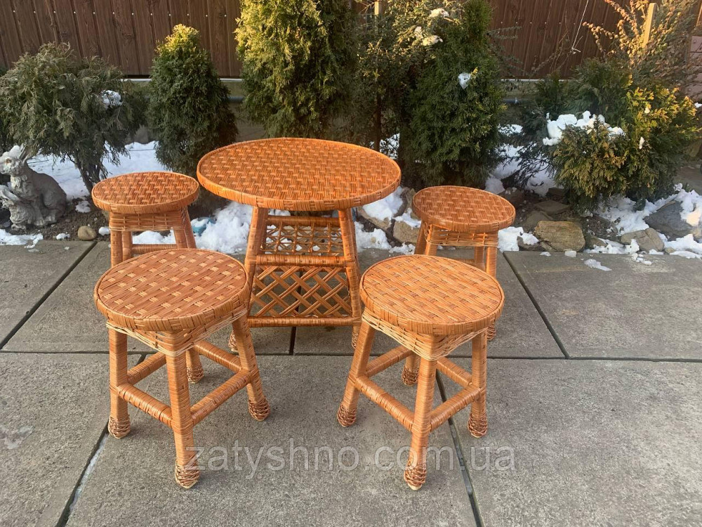 Мебель плетеная с 4 табуретками и круглым столом Киев - изображение 4