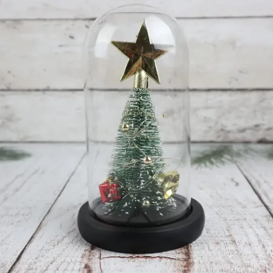 Ночник новогодняя елка в стеклянной колбе gold star Коломия
