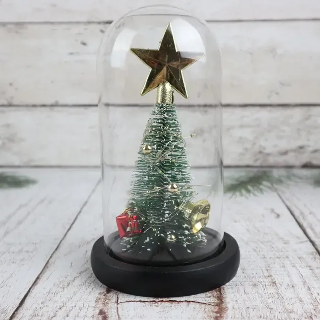 Ночник новогодняя елка в стеклянной колбе gold star Коломия - фото 1