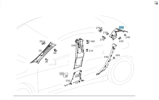 Mercedes-Benz  A1176902625 9F52 Обшивка стійки C верхня справа CLA C117 Одеса