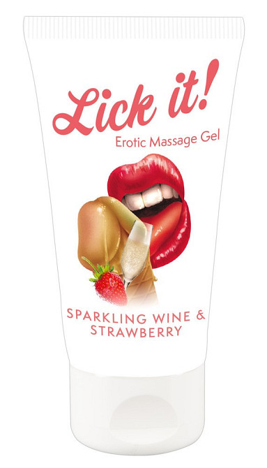 2в1 лубрикант та масажне масло - Lick It! Sparkling Wine And Strawberry, 50 мл Sex Aura Київ - фото 1