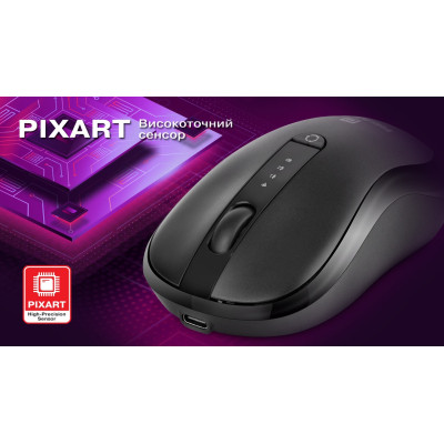 Мишка REAL-EL RM-450W Wireless/Bluetooth Black/Gray (EL123200046) Вінниця - фото 6