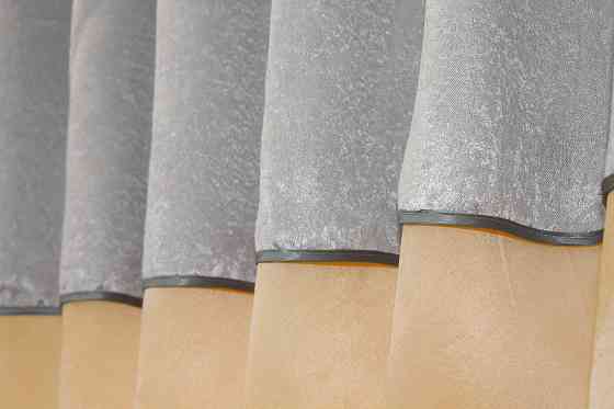 Кухонные шторы VR-Textil № 073к с ламбрекеном и подхватами персиковый с серым 270х170 см (52-0202) Киев