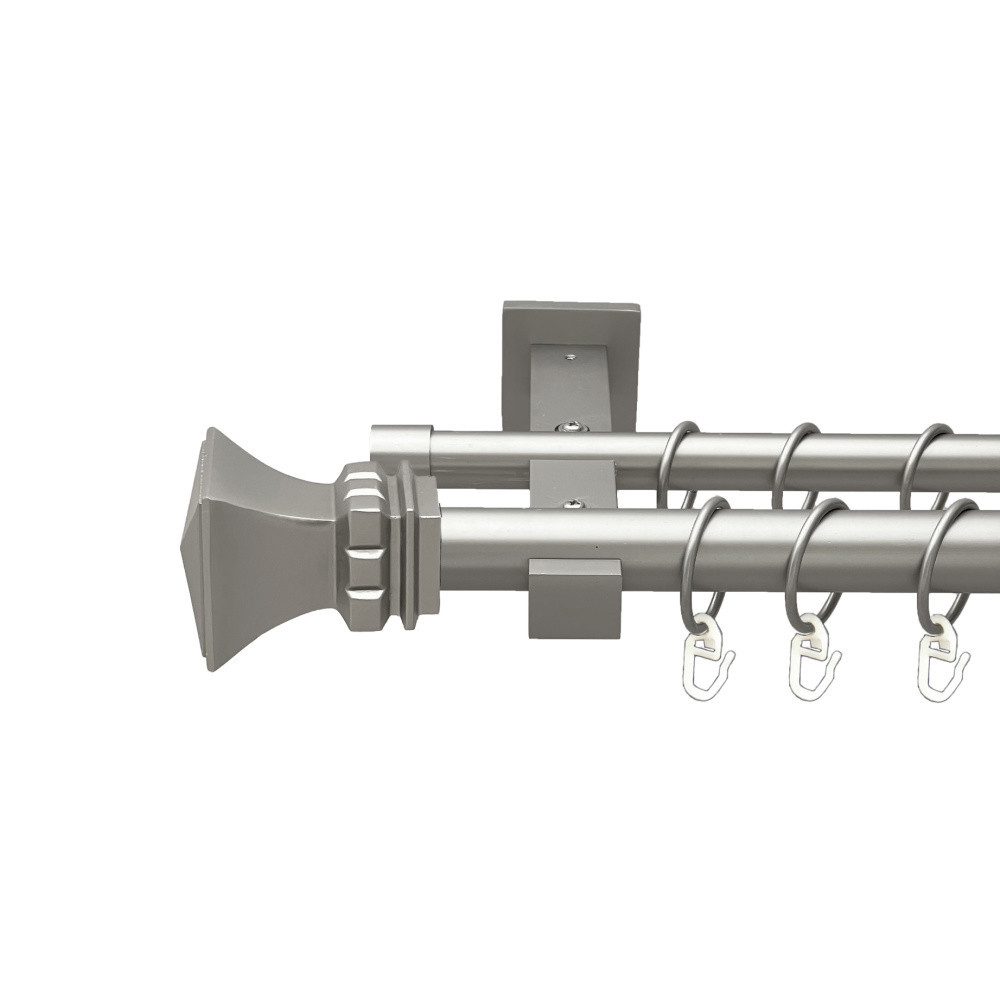 Карниз Orvit Емпорія металевий дворядний техно гладка труба кільце металеве Сатин 25\19 мм 200 см Львов - изображение 1