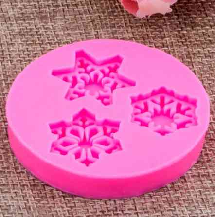 Молд силиконовый Снежинки 55 мм розовый Киев