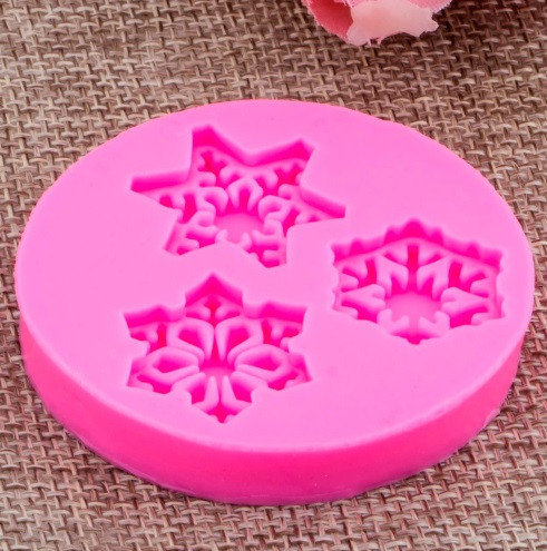 Молд силиконовый Снежинки 55 мм розовый Киев - изображение 2