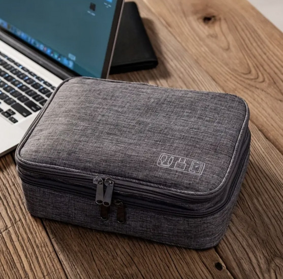 Органайзер дорожний кейс-чехол для гаджетов и зарядок серый Винница - изображение 7
