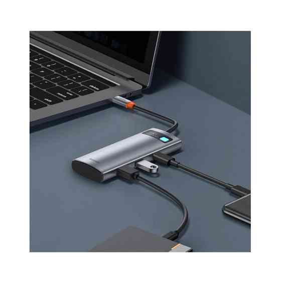 USB-хаб Baseus Metal Gleam Series 7-in-1 Multifunctional Type-C HUB Docking Station Gray（Type-C to Киев