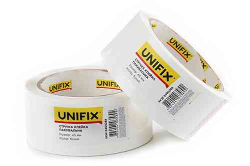 Лента клейкая упаковочная белая 45мм 200 SKW-5400266 UNIFIX Ровно