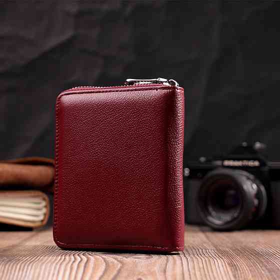 Портмоне для женщин на молнии из натуральной кожи Бордовый (ST Leather) Киев