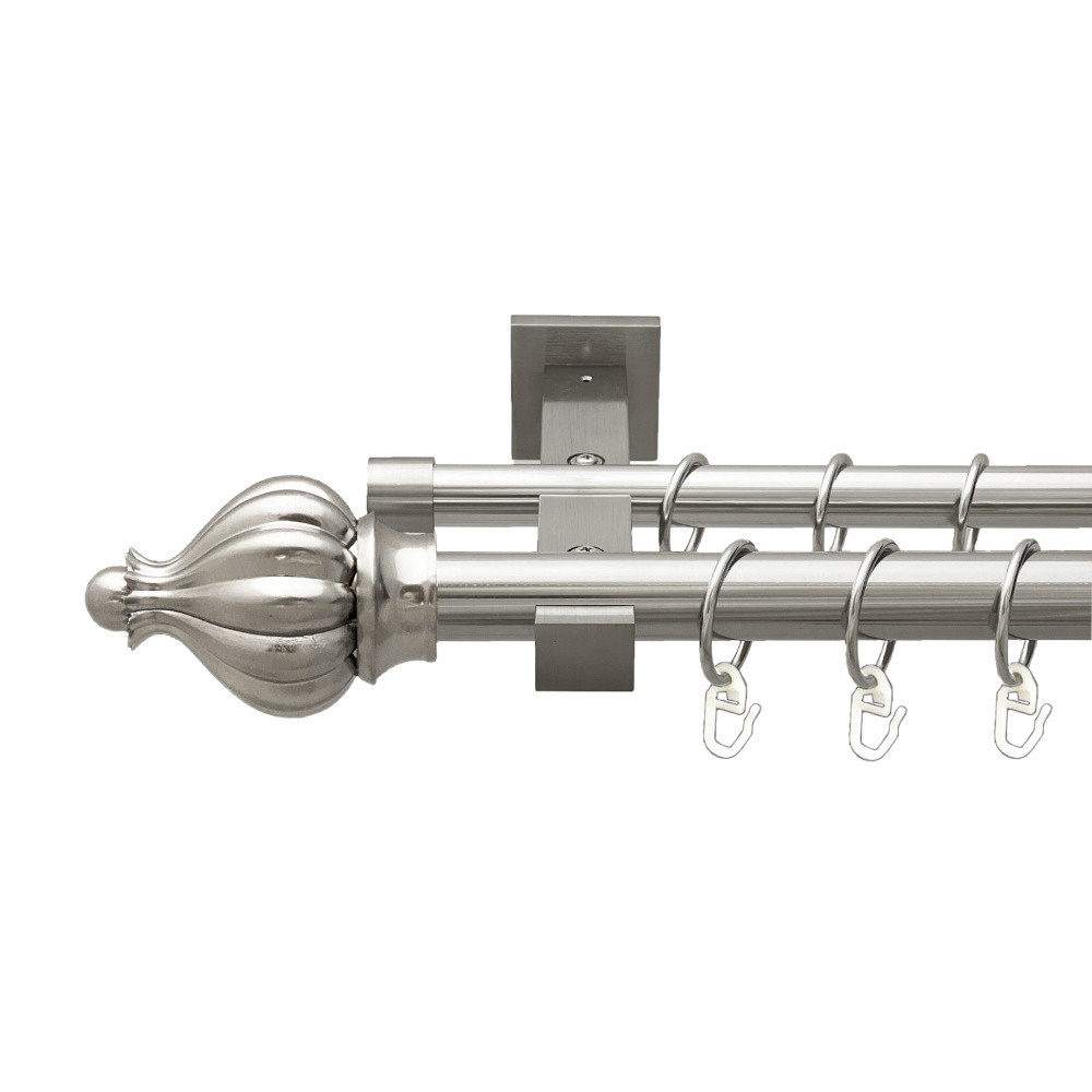 Карниз Orvit Таджа металевий дворядний техно гладка труба кільце металеве Нержавіюча Сталь 25\19 мм 300 см (00-00026576) Львів - фото 1
