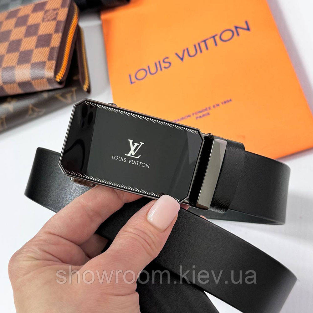 Мужской кожаный ремень автомат LV (7112) Киев - изображение 3