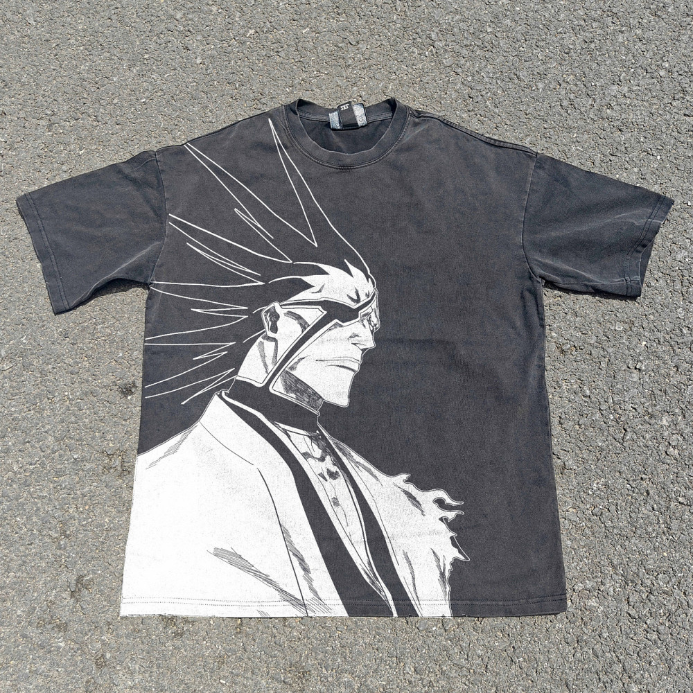 Футболка чоловіча з принтом аніме Бліч Кенпакхі Заракі Гсм оверсайз (S/M/L) Черний Дніпро - фото 9