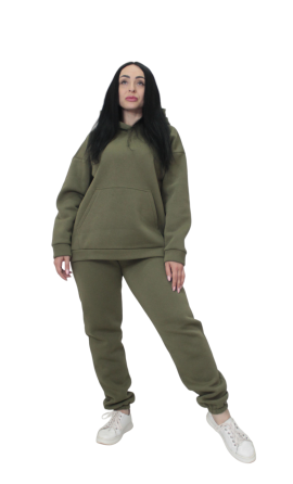 Женский спортивный теплый костюм трехнитка на флисе Хаки XS/S Харьков