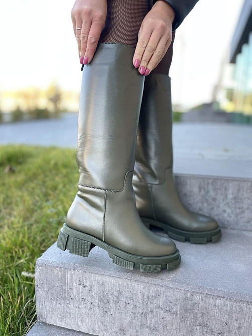 Чоботи жіночі GREMMY хакі натуральна шкіра зима висота 37 см (4860) Коломия - фото 4