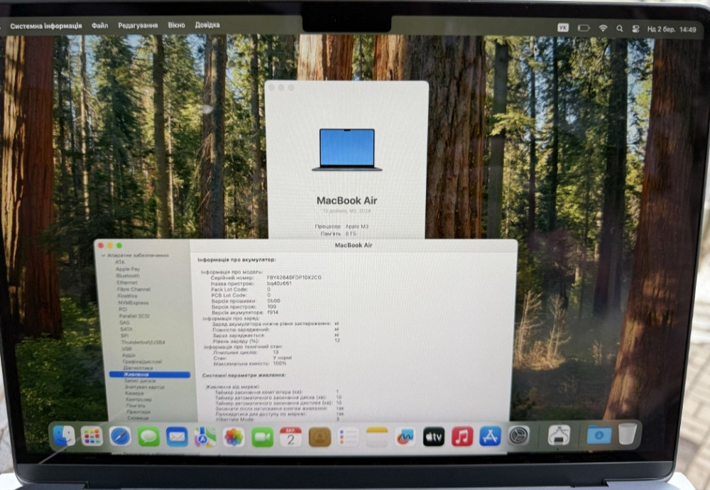 Ноутбук Open Box MacBook Air M3 8/256gb Midnight Київ - фото 1