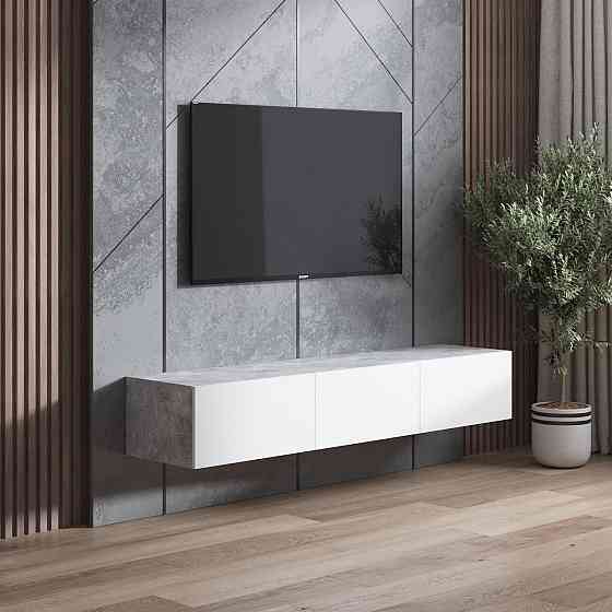 Тумба під телевізор VAYS, навісна тумбочка M-19 Бетон-Білий Львів