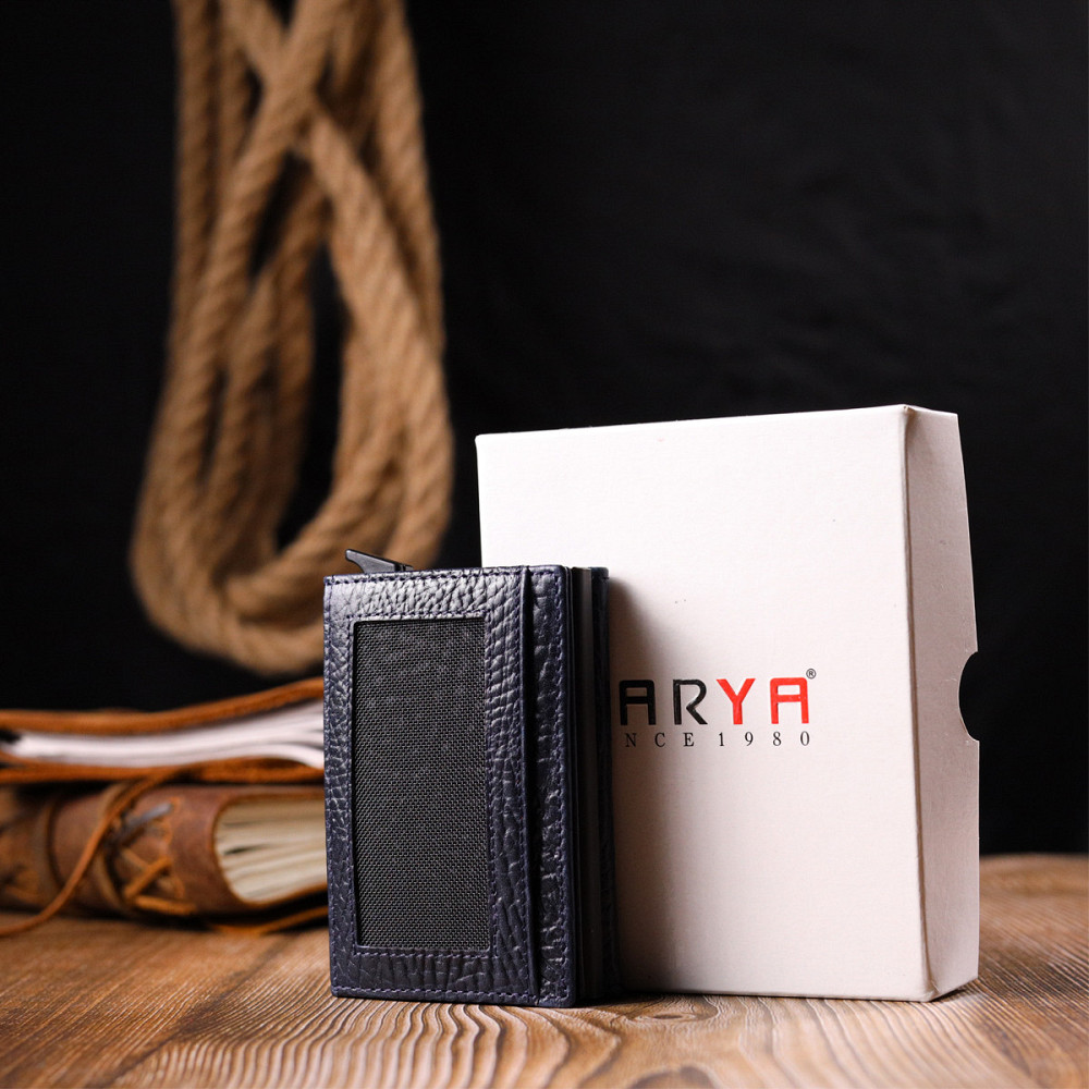 Визитница из натуральной крупнозернистой кожи KARYA 20980 Синий Киев - изображение 10