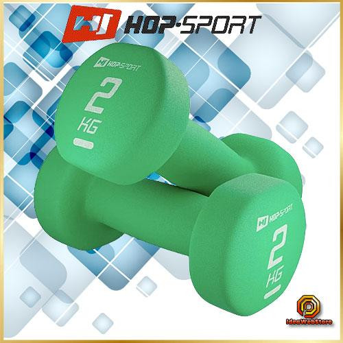 Неопреновые гантели Hop-Sport HS-V020DR 2 по 2 кг зеленые для фитнеса и тренировок Киев - изображение 1