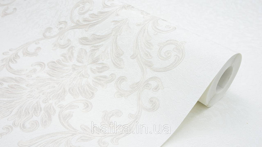 Шпалери метрові вінілові на флізеліні Sintra Classic класика вензелю візерунки структурні бежевий перламутр на білому 454701 Київ - фото 1