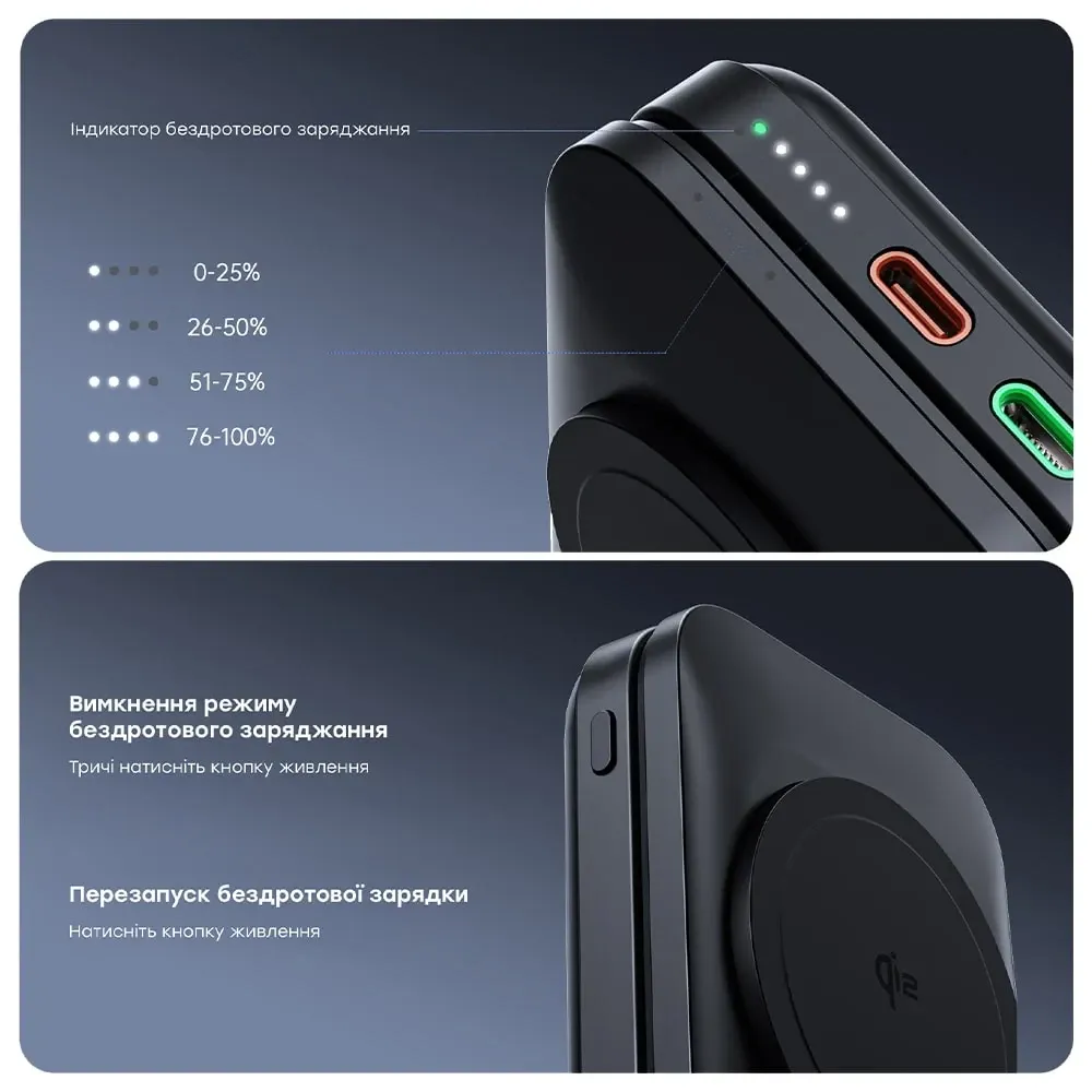 Повербанк з підставкою 10000mAh Choetech B750 Black QC3.0 PD3.0 бездротова зарядка смартфонів та Apple Watch (43-00133) Киев - изображение 7
