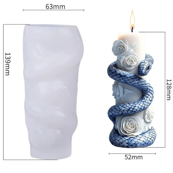 Силіконова форма для виготовлення свічки, молд для свічок з соєвого, бджолиного воску і парафіну 63 х 139 мм Кам'янець-Подільський