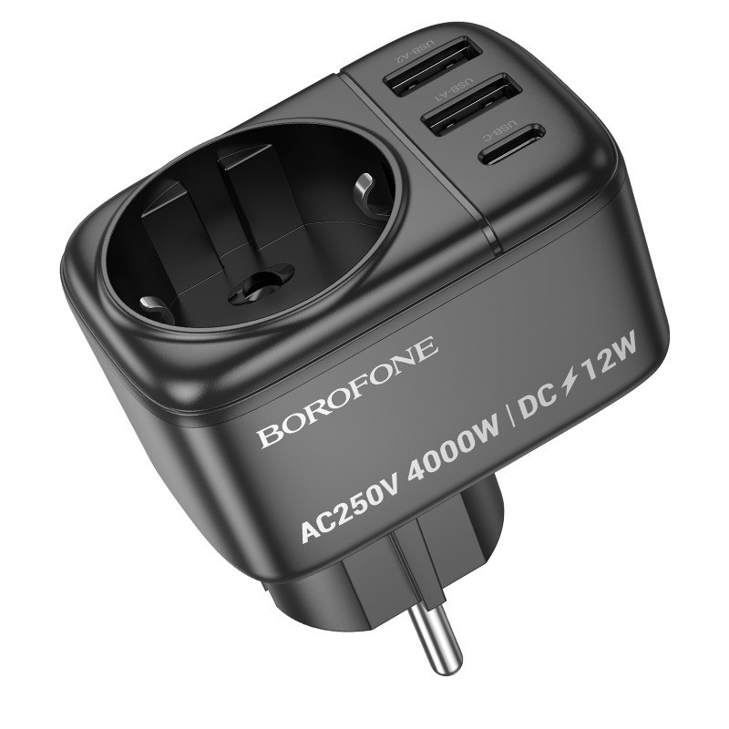 Сетевой фильтр BOROFONE BAC14 с одной розеткой, черный Киев - изображение 9