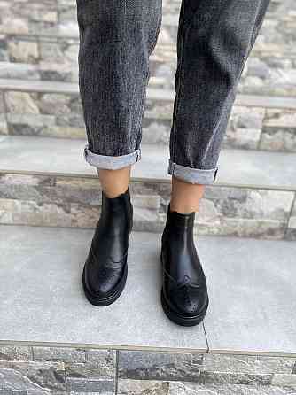Черевики жіночі Milanti чорні натуральна шкіра весна-осінь висота 12см розмір 38 (3144) Коломия