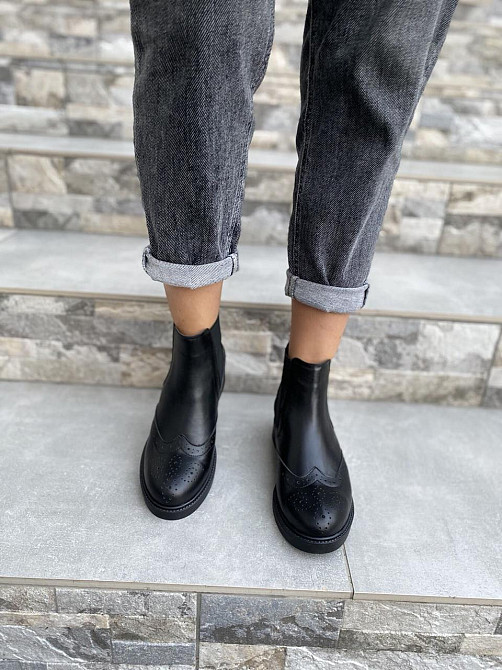 Черевики жіночі Milanti чорні натуральна шкіра весна-осінь висота 12см розмір 38 (3144) Коломыя - изображение 6