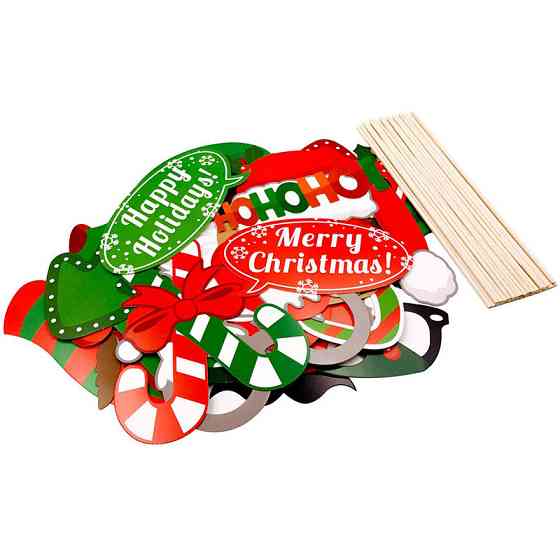 Новорічна фотобутафорія маски 32 деталі різнобарвний Київ