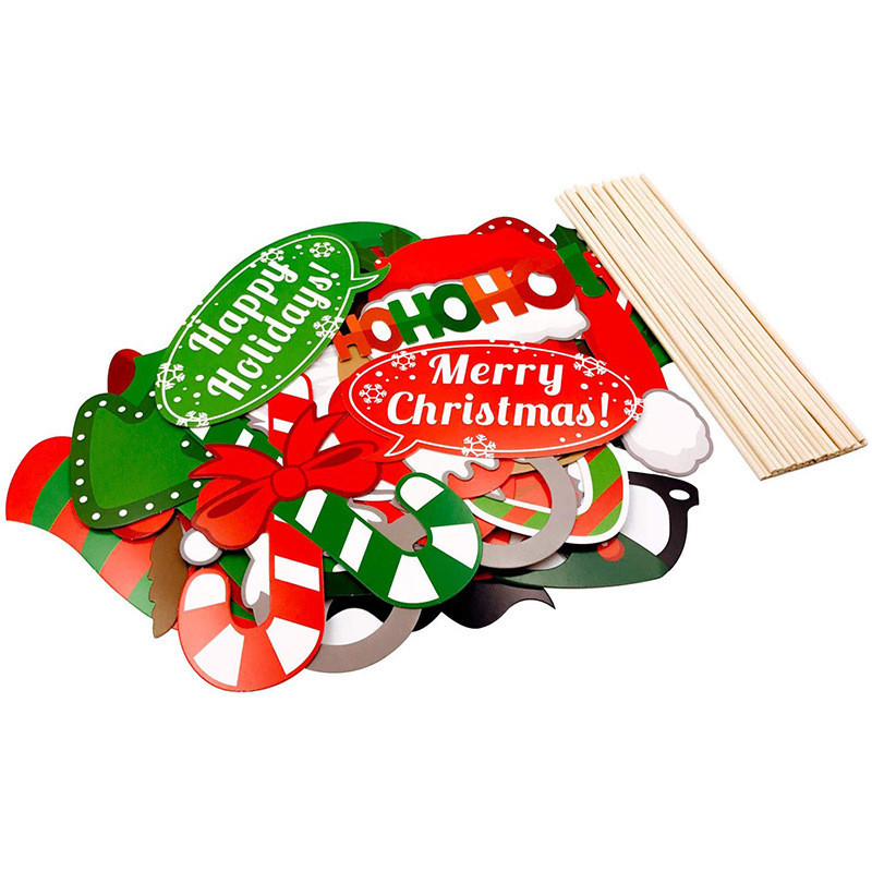 Новорічна фотобутафорія маски 32 деталі різнобарвний Київ - фото 2