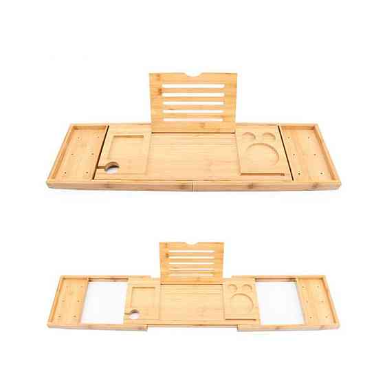 Полиця бамбукова висувна для ванної, довжина 75-95см, накладка на ванну з бамбука, Bamboo_1 Кам'янець-Подільський