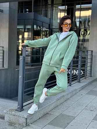 Теплый спортивный костюм женский на змейке Оливковый 46/48 Харьков