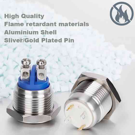 Фиксирующая кнопка 16 мм с зелёным LED индикатором Киев