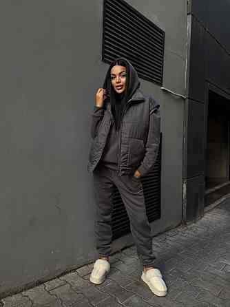 Женский теплый костюм тройка (жилетка+штаны+худи) Одесса