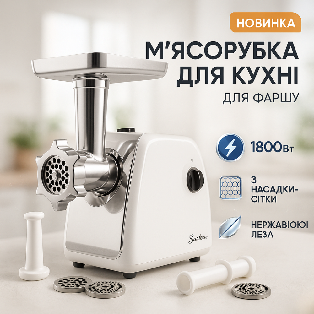 М'ясорубка 2000 Вт Suntera SMG-5418W, Електром'ясорубка з реверсом і насадкою для ковбаси WU-30 Львів - фото 13