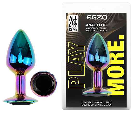 Анальна пробка з кристалом EGZO - Multicolor Round Plug Blue size S Sex Aura Київ